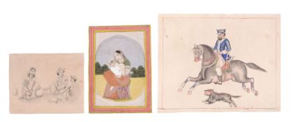 A woman and child, Jaipur, Rajasthan, early 19th century, gouache, 20cm x 14   A woman and child,