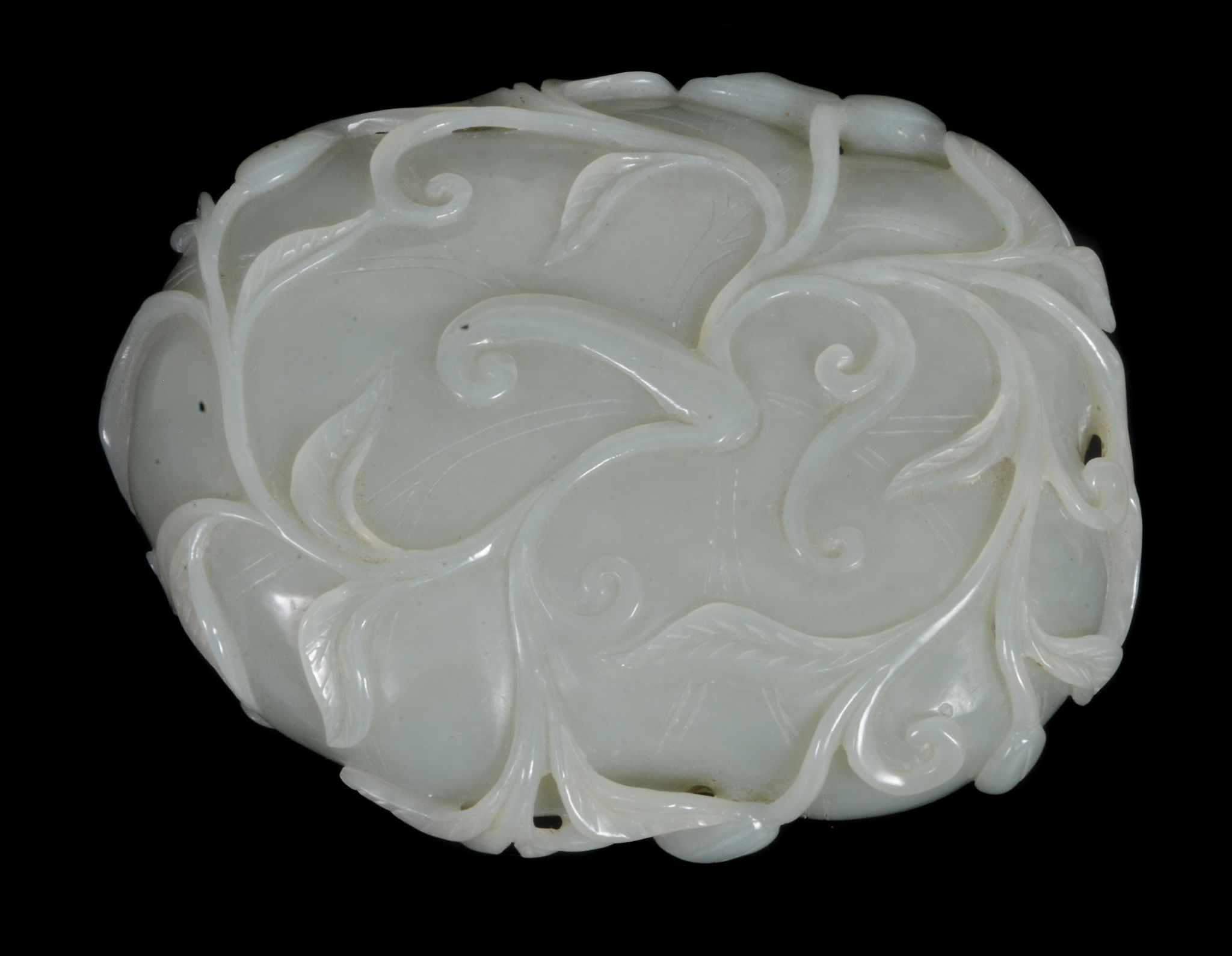 A Chinese celadon jade brush washer, of even colour with one area with...   A Chinese celadon jade - Image 3 of 4