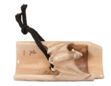 Tomokazu: An Ivory Netsuke carved in the form of a discarded pottery...   Tomokazu: An Ivory Netsuke