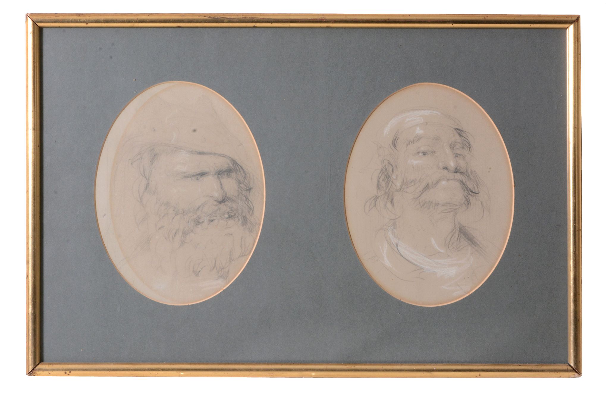 Attributed to George Cattermole (1800-1868) - Head studies of workfolk  A pair, graphite