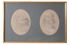 Attributed to George Cattermole (1800-1868) - Head studies of workfolk  A pair, graphite