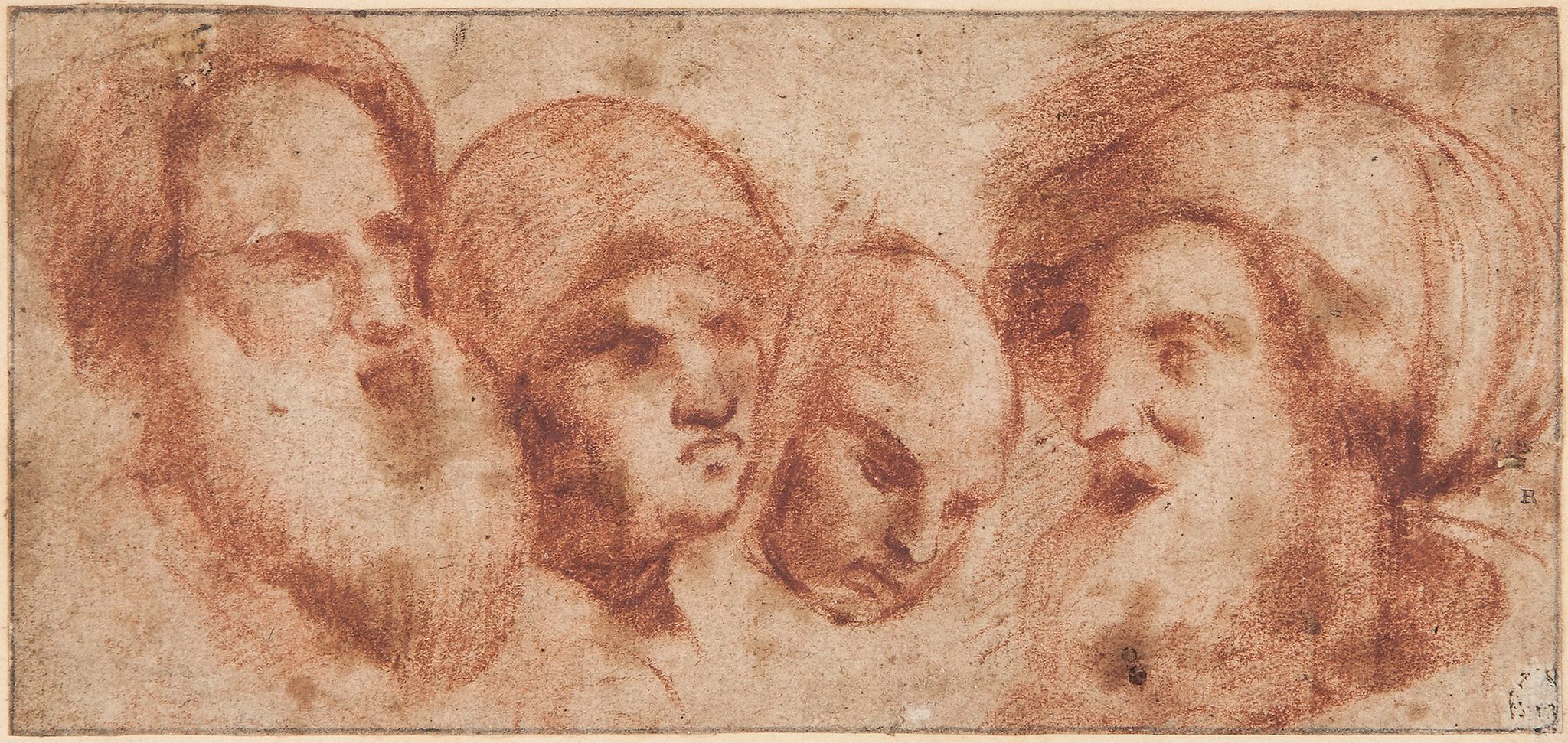 Northern Italian School (possibly 16th century) - Head studies  Red chalk on laid paper, with