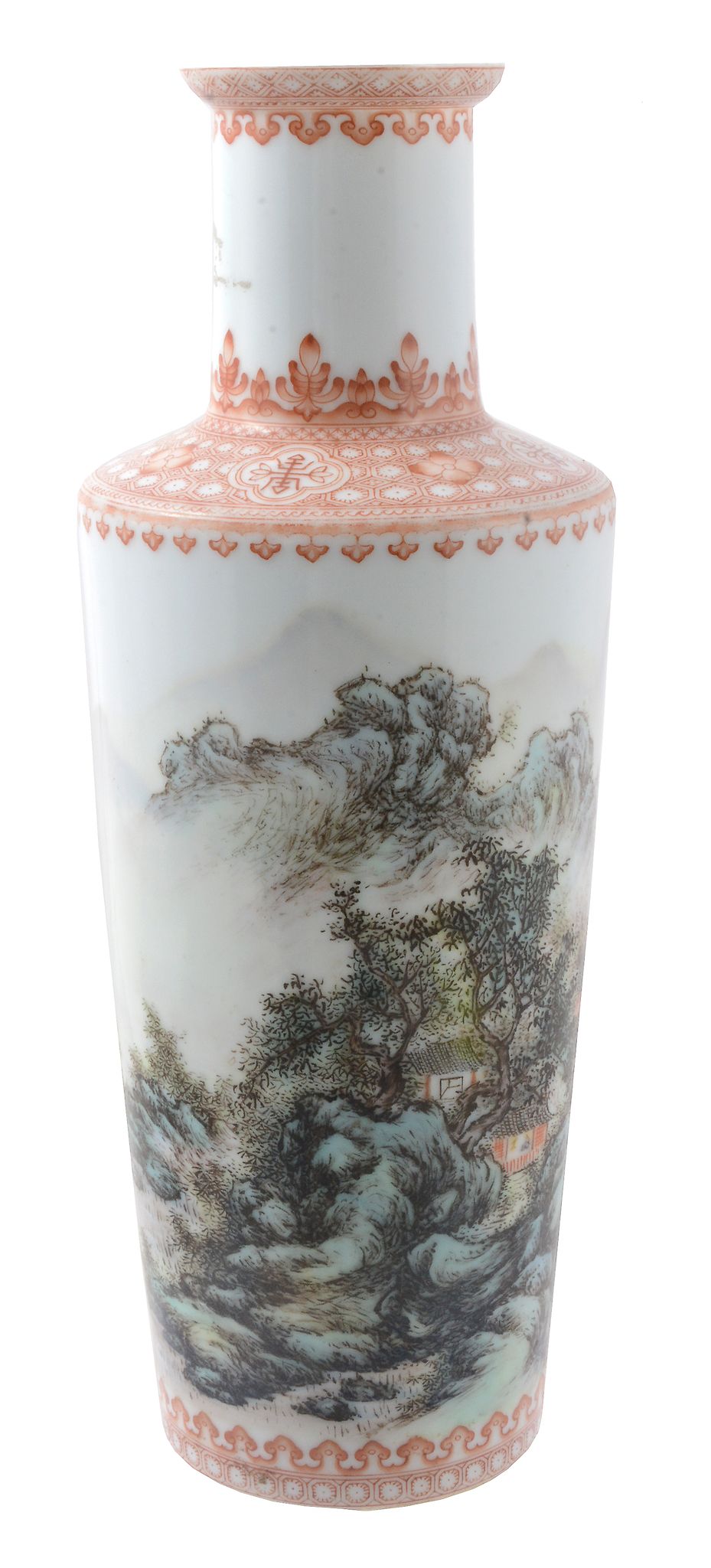 A Chinese fencai porcelain cylindrical vase, by, or after Weng Yeting   A Chinese fencai porcelain - Image 2 of 4