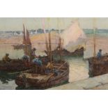 Terrick Williams (1860-1936) - Sardine boats in Concarneau, Brittany  Watercolour and graphite