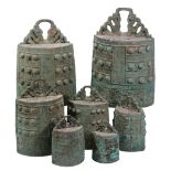 A set of seven graduated Ritual 'Bianzhong' bells, 20th century   A set of seven graduated Ritual '
