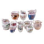 An assortment of Bristish pearlware and pink-lustre jugs   An assortment of Bristish pearlware and