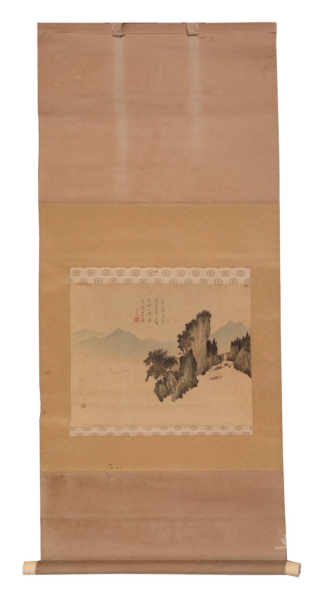 A Japanese Kakejiku painted in inks and colour on silk and depicting fishing...   A Japanese - Image 2 of 2