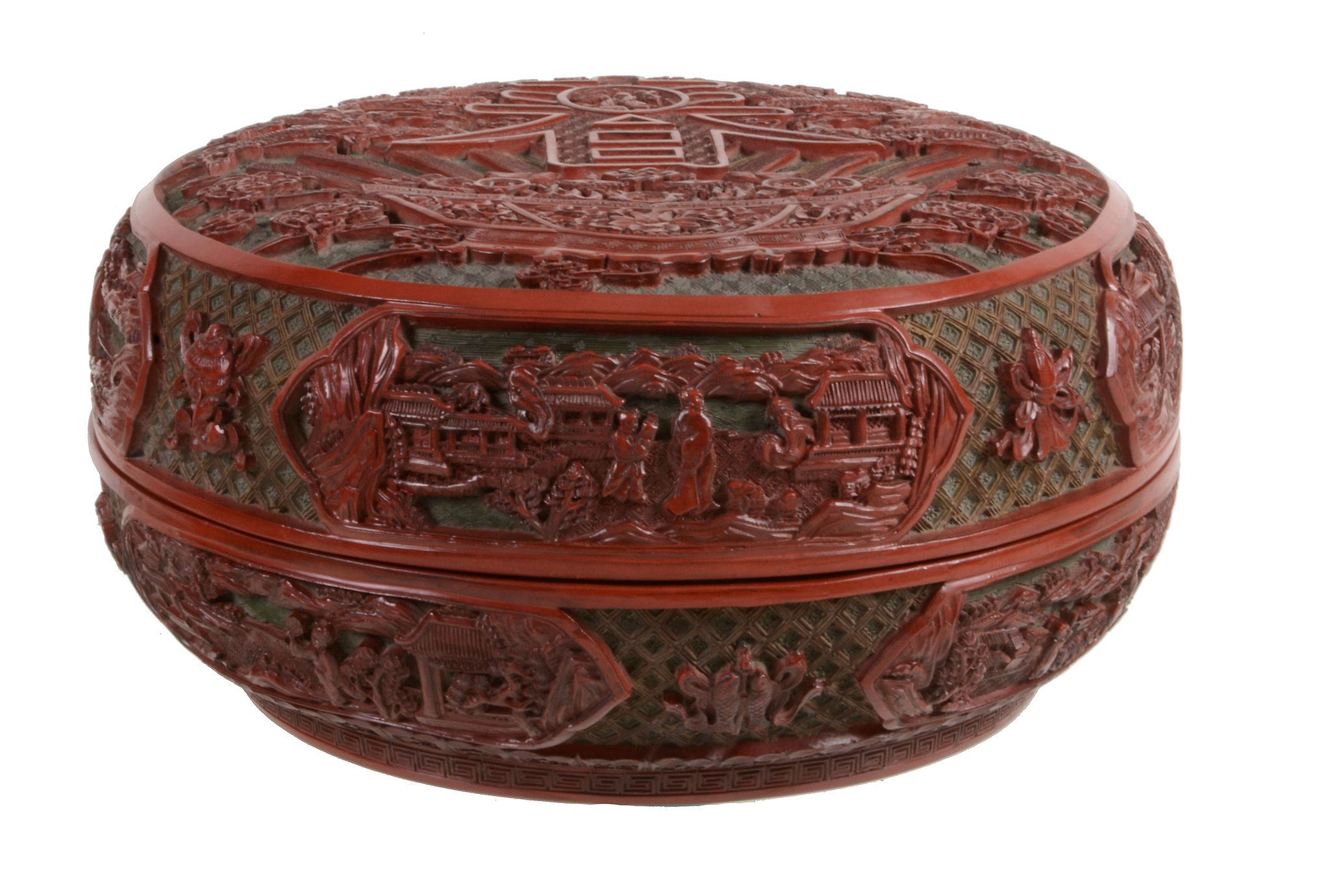 An impressive large Chinese circular 'Spring' lacquer box and cover   An impressive large Chinese - Image 2 of 4