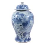 A Chinese blue and white vase and cover, 20th century   A Chinese blue and white vase and cover,