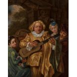 After Jean Antoine Watteau (1684-1721) - Gilles and his Family  Oil on panel 29 x 22 cm. (11 3/8 x 8