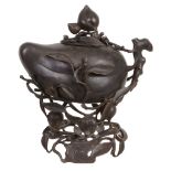 A large Chinese bronze 'peach' censor and cover   A large Chinese bronze 'peach' censor and cover,