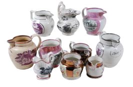 An assortment of British pearlware and pottery jugs , various dates   An assortment of British