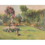 John Falconar Slater (1857-1937) - Garden in bloom  Oil on board Signed lower right 47 x 58.5 cm.(18