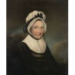 English School (19th century) - Bust portrait of a lady wearing a white bonnet  Oil on canvas 76 x