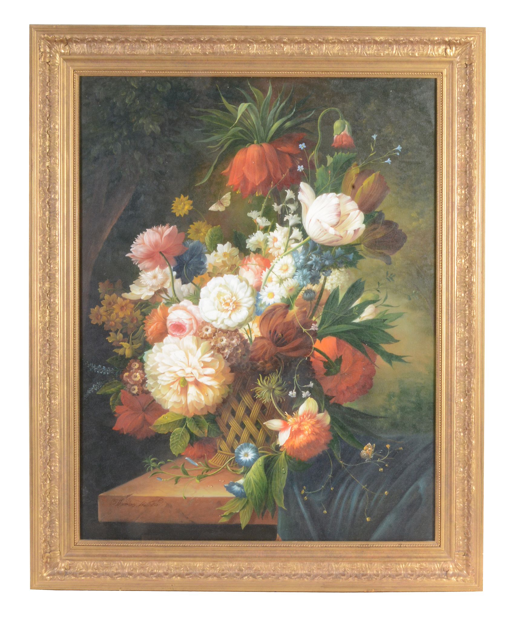 Thomas Webster (1880-1886) - Still lifes with tulips, roses, dasies, and insects  A pair, oil on - Image 2 of 6