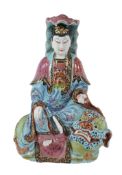 A Chinese Famille Rose figure of Quanyin, late Qing Dynasty   A Chinese  Famille Rose   figure of