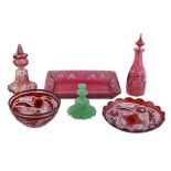 A selection of Bohemian/Turkish coloured glass, second half 19th century   A selection of Bohemian/