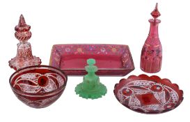 A selection of Bohemian/Turkish coloured glass, second half 19th century   A selection of Bohemian/