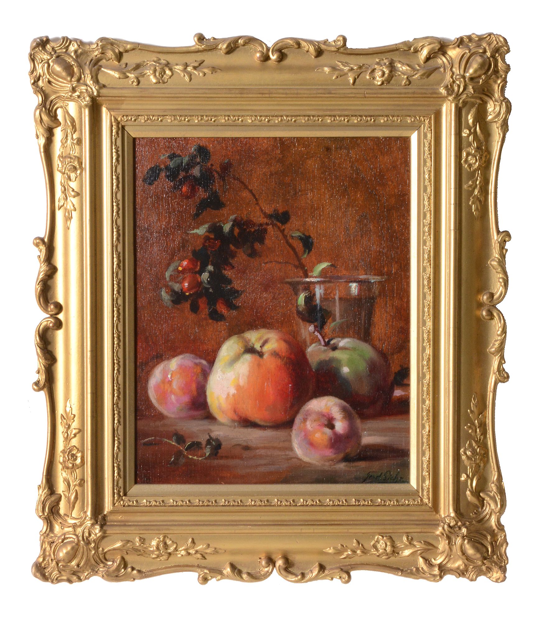 Continental School (circa 1920) - Still life with apples and pears  Oil on canvas board - Image 2 of 3