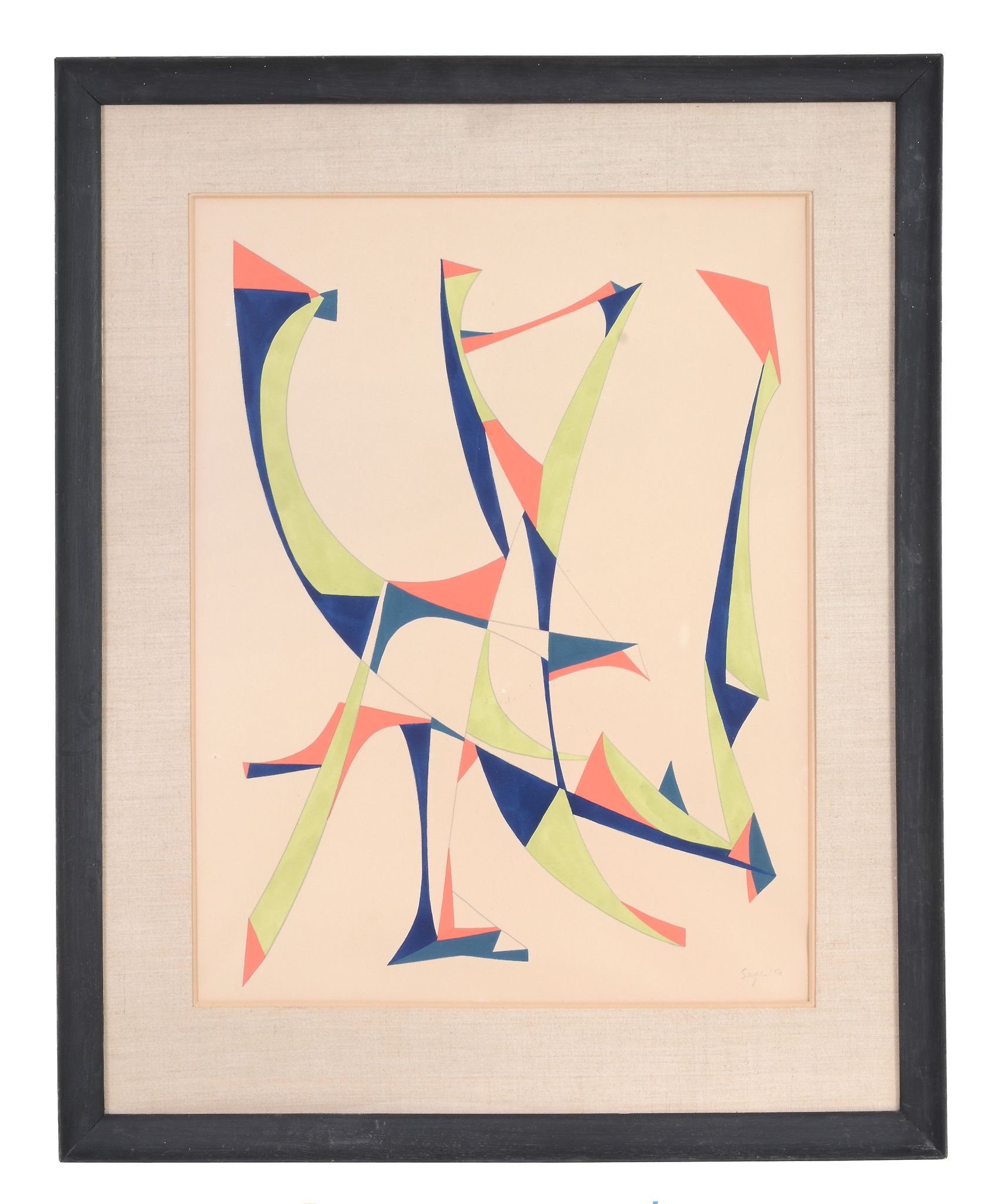 Sagh (fl. 1950s) - Untitled (abstract composition)  Graphite and bodycolour, on wove paper Signed - Image 2 of 3