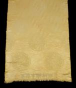 A long length of Chinese yellow silk , possibly a Katag offering shawl for...   A long length of