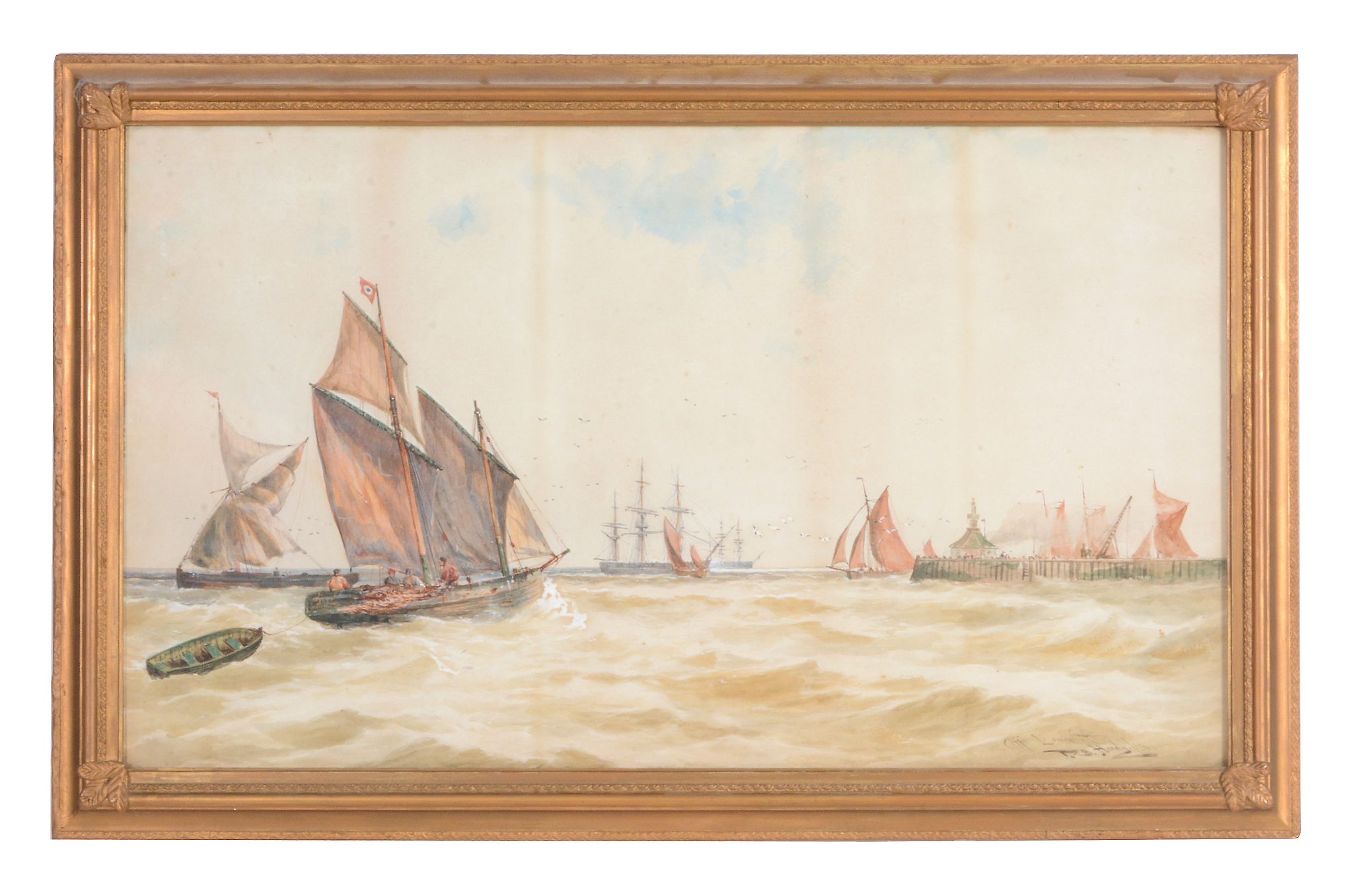 Thomas Bush Hardy (1842-1897) - Entering Garlieston harbour; Off Lowestoft harbour  Watercolour, - Image 5 of 5