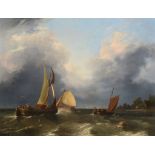 Edward Williams (1782-1855) - Dutch fishing vessels  Oil on canvas Signed lower left 39.5 x 52