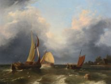 Edward Williams (1782-1855) - Dutch fishing vessels  Oil on canvas Signed lower left 39.5 x 52