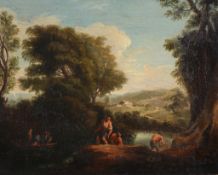 Francesco Mazzuoli (1763-1839) - Figures in a river landscape  Oil on canvas 38 x 48 cm. (15 x 18