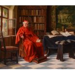 Erwin Eichinger (1892-1950) - Cardinal in a library  Oil on panel Signed lower right 26 x 32 cm. (10