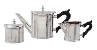 An Italian silver coloured straight-sided oval tea or coffee service by...   An Italian silver