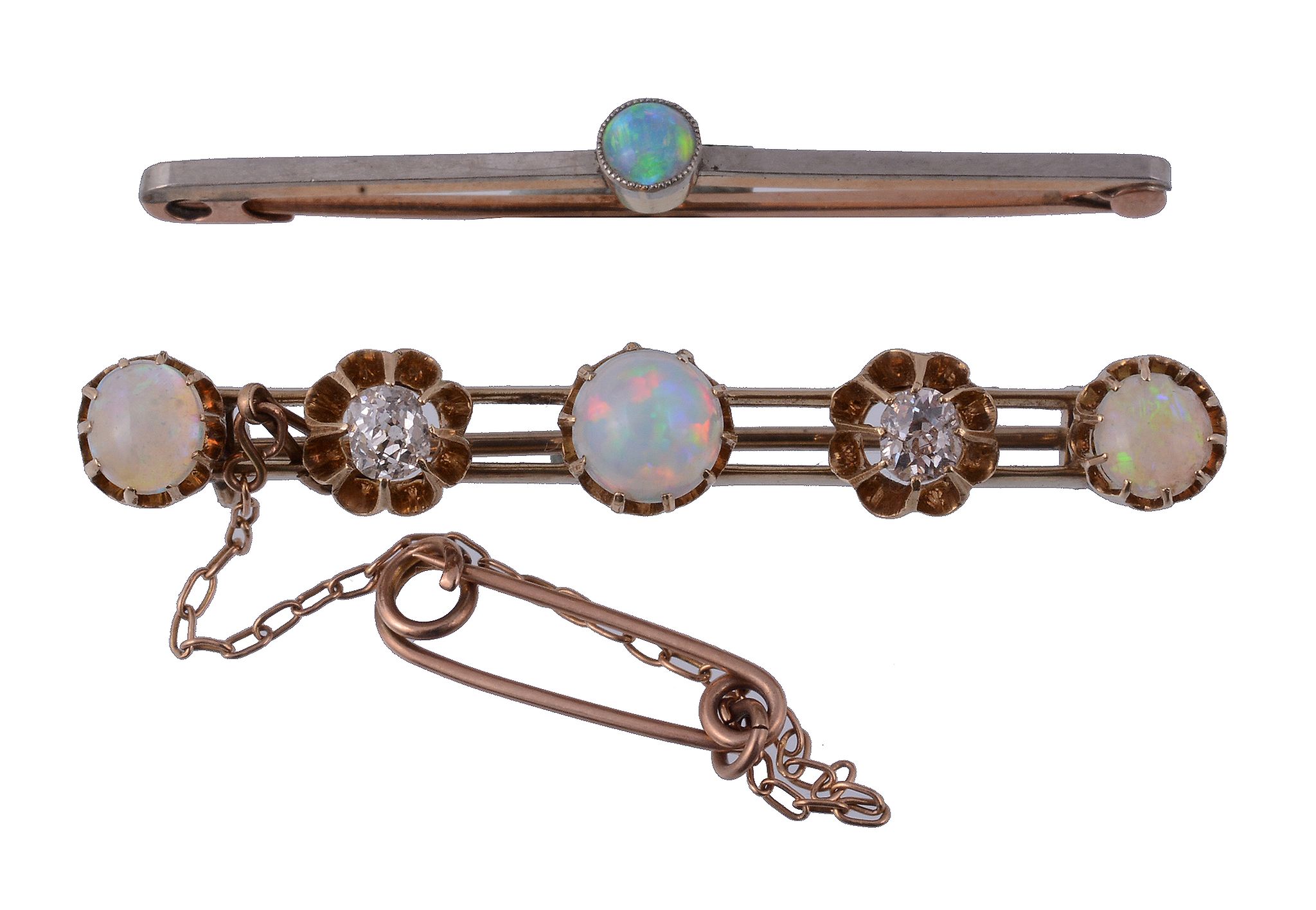 A late Victorian opal and diamond brooch, circa 1890   A late Victorian opal and diamond brooch,