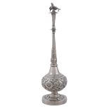 A Chinese silver small rosewater sprinkler, retailer's mark MK   A Chinese silver small rosewater