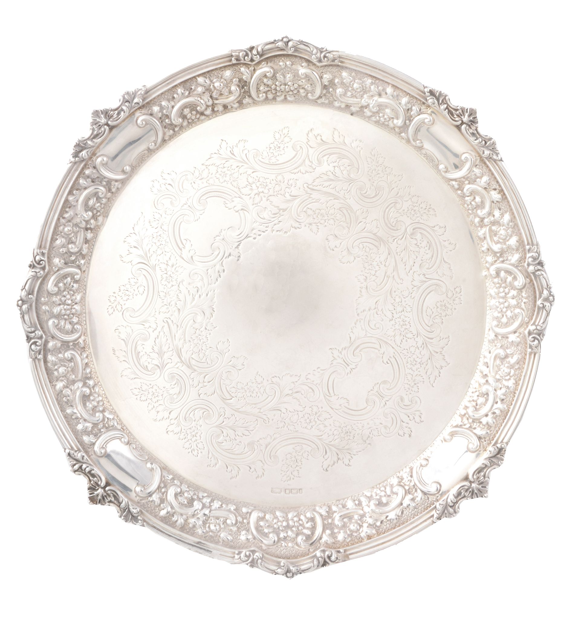 An Edwardian silver shaped circular salver by Mappin  &  Webb, Sheffield 1901   An Edwardian