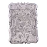 A Victorian silver shaped rectangular card case by Frederick Marson   A Victorian silver shaped