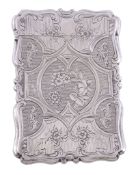 A Victorian silver shaped rectangular card case by Frederick Marson   A Victorian silver shaped