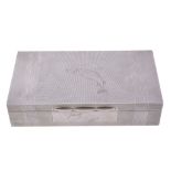 A silver rectangular cigarette box by A. Wilcox, Birmingham 1949   A silver rectangular cigarette