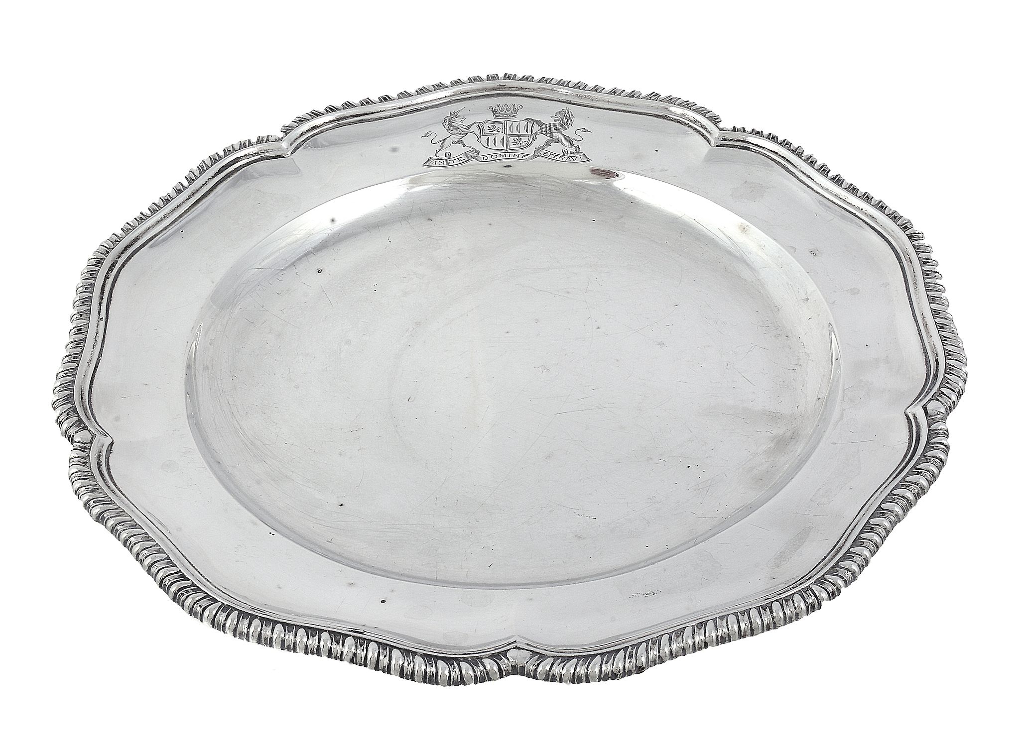 A Victorian silver cinquefoil plate by Robert Harper, London 1881   A Victorian silver cinquefoil