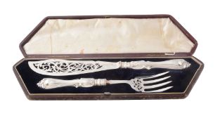 A pair of Victorian silver Albert pattern fish servers by Martin, Hall  &  Co   A pair of