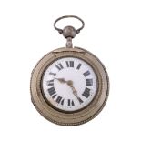 An open face quarter repeating pair cased pocket watch, circa 1800   An open face quarter