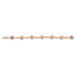 A cultured pearl, ruby and diamond bracelet   A cultured pearl, ruby and diamond bracelet,