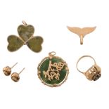 A three leaf clover pendant, designed as a three leaf clover set with a...   A three leaf clover