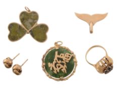 A three leaf clover pendant, designed as a three leaf clover set with a...   A three leaf clover
