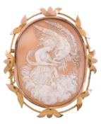 A late Victorian shell cameo brooch , circa 1880   A late Victorian shell cameo brooch  , circa