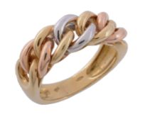 A three colour ring , the ring composed with three colour interlinking hoops...   A three colour
