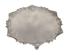 A late George II silver shaped circular salver by James Morison, London 1756   A late George II