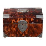 An Italian silver coloured mounted tortoiseshell veneered table casket   An Italian silver