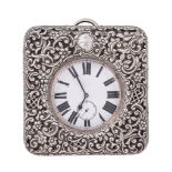 A late Victorian silver mounted rounded square travelling clock case by H   A late Victorian