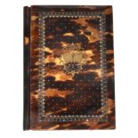 A tortoiseshell rectangular notebook, circa 1890, inlaid with gilt metal   A tortoiseshell