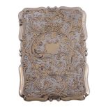 A Victorian silver parcel gilt shaped rectangular card case   A Victorian silver parcel gilt